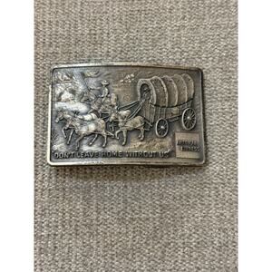 American Express Don't Leave Home Without Us Silver Tone Belt Buckle